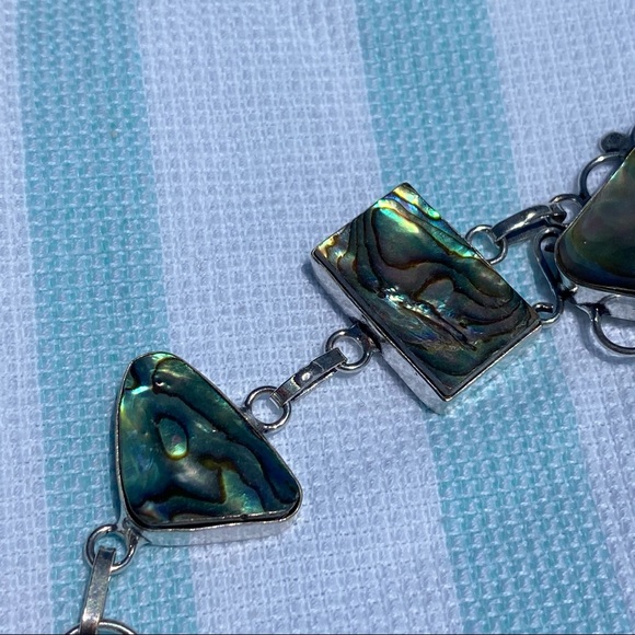 Stunning Abalone statement 5 gem cluster bracelet - Picture 3 of 10